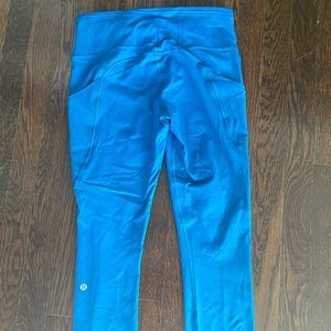 Lululemon Sky Blue Fast and Free Cropped Leggings, size 8